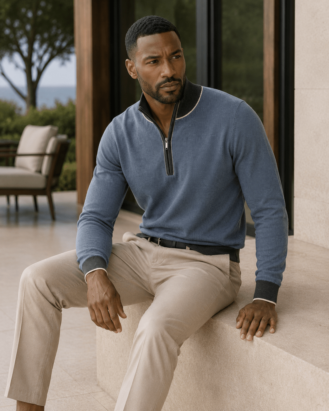 Birdseye Quarter-Zip Sweater - F/X Fusion - Quarter-Zip Sweater - #color_Slate