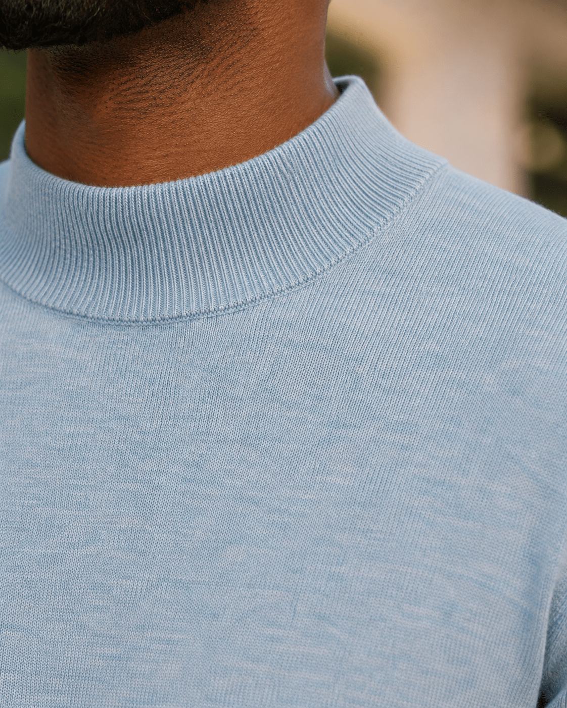 Cotton-Blend Mock Neck Sweater - F/X Fusion - Mock Neck Sweater - #color_Slate Heather