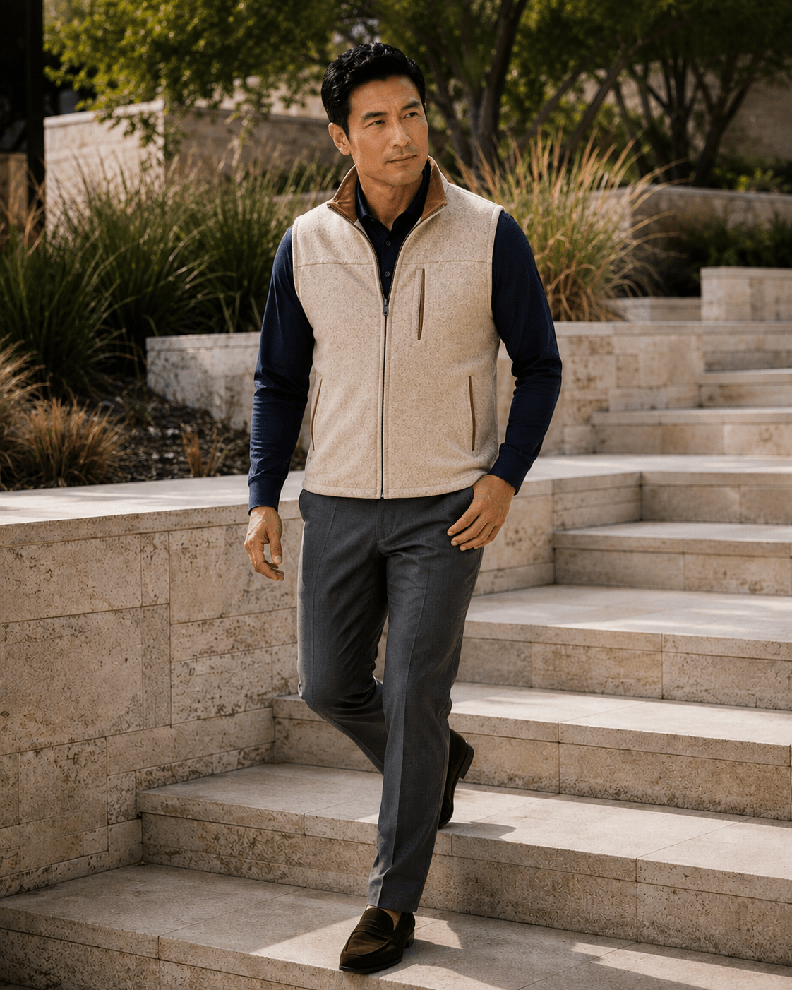 Melton Melange Full-Zip Vest - F/X Fusion - Full-Zip Vest - #color_Tan