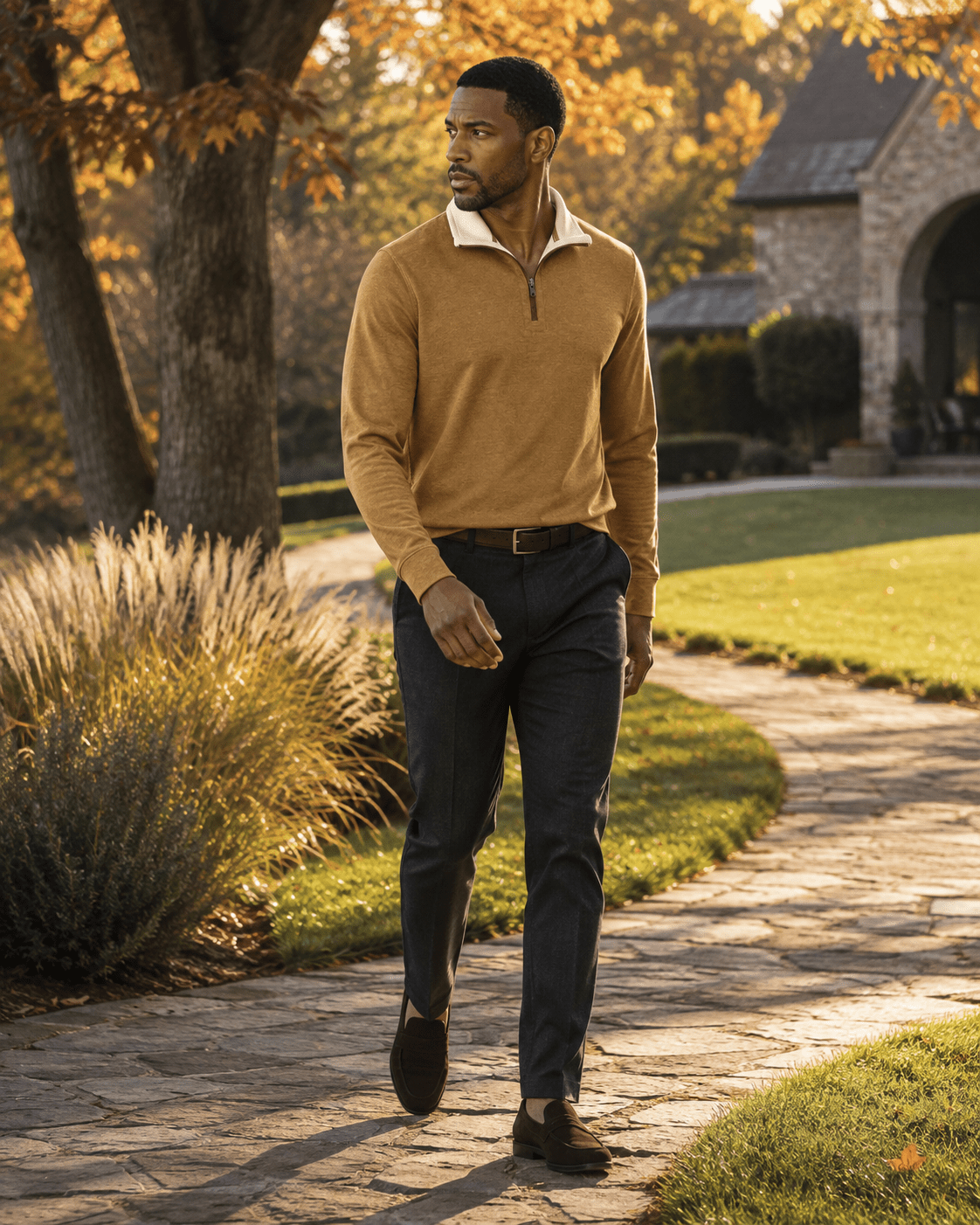 Reversible Quarter-Zip Sweater - F/X Fusion - Quarter-Zip Sweater - #color_Tan