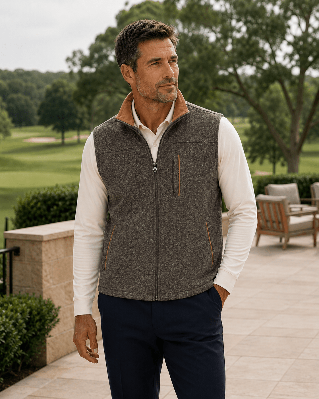 Melton Melange Full-Zip Vest - F/X Fusion - Full-Zip Vest - #color_Taupe