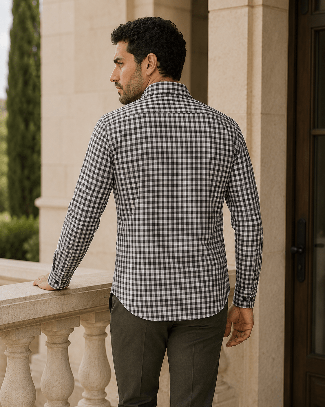 Check Underbutton Dress Shirt - F/X Fusion - Underbutton Dress shirt - #color_Taupe