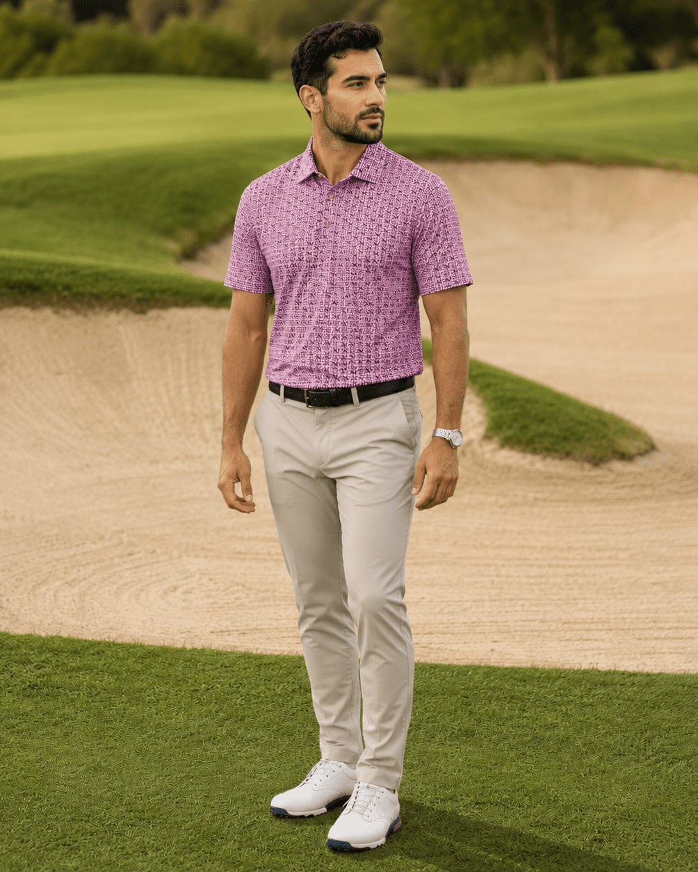 Tic Tac Toe Performance Golf Polo - F/X Fusion - Golf Polo - #color_Coral