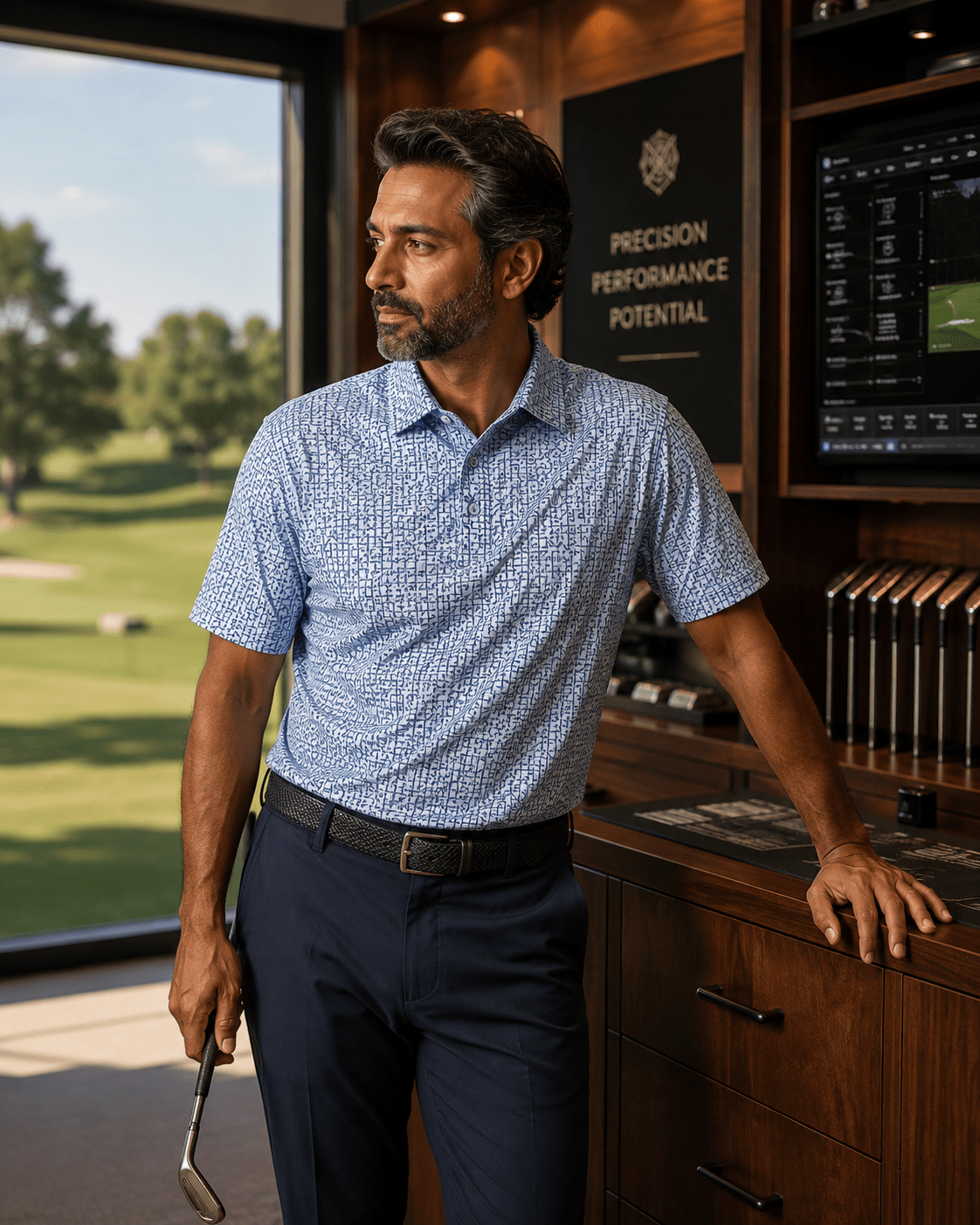 Tic Tac Toe Performance Golf Polo - F/X Fusion - Golf Polo - #color_Blue